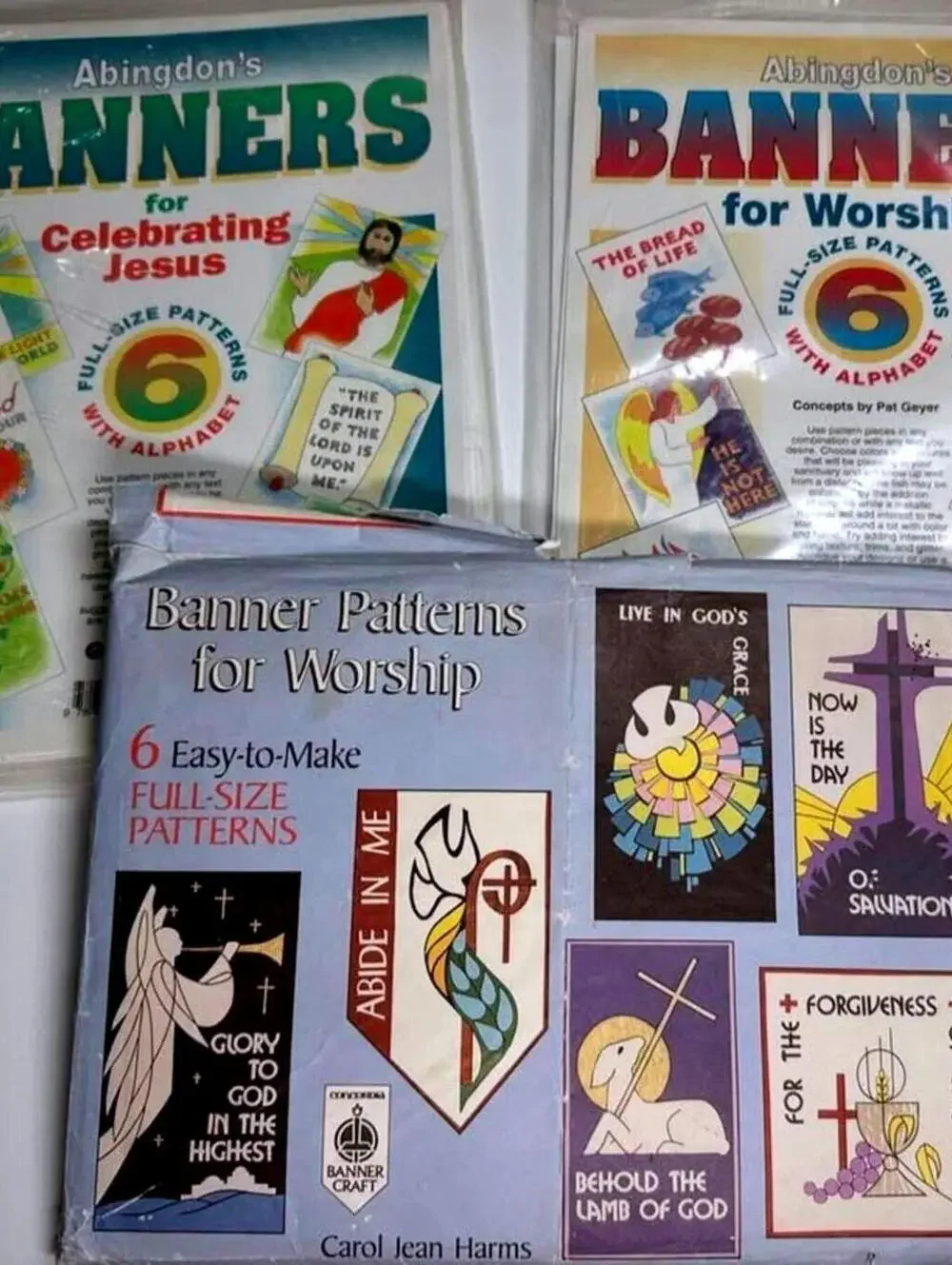 Vintage Church Banner Pattern Lot Abingdon Banners for Worship Celebrating Jesus